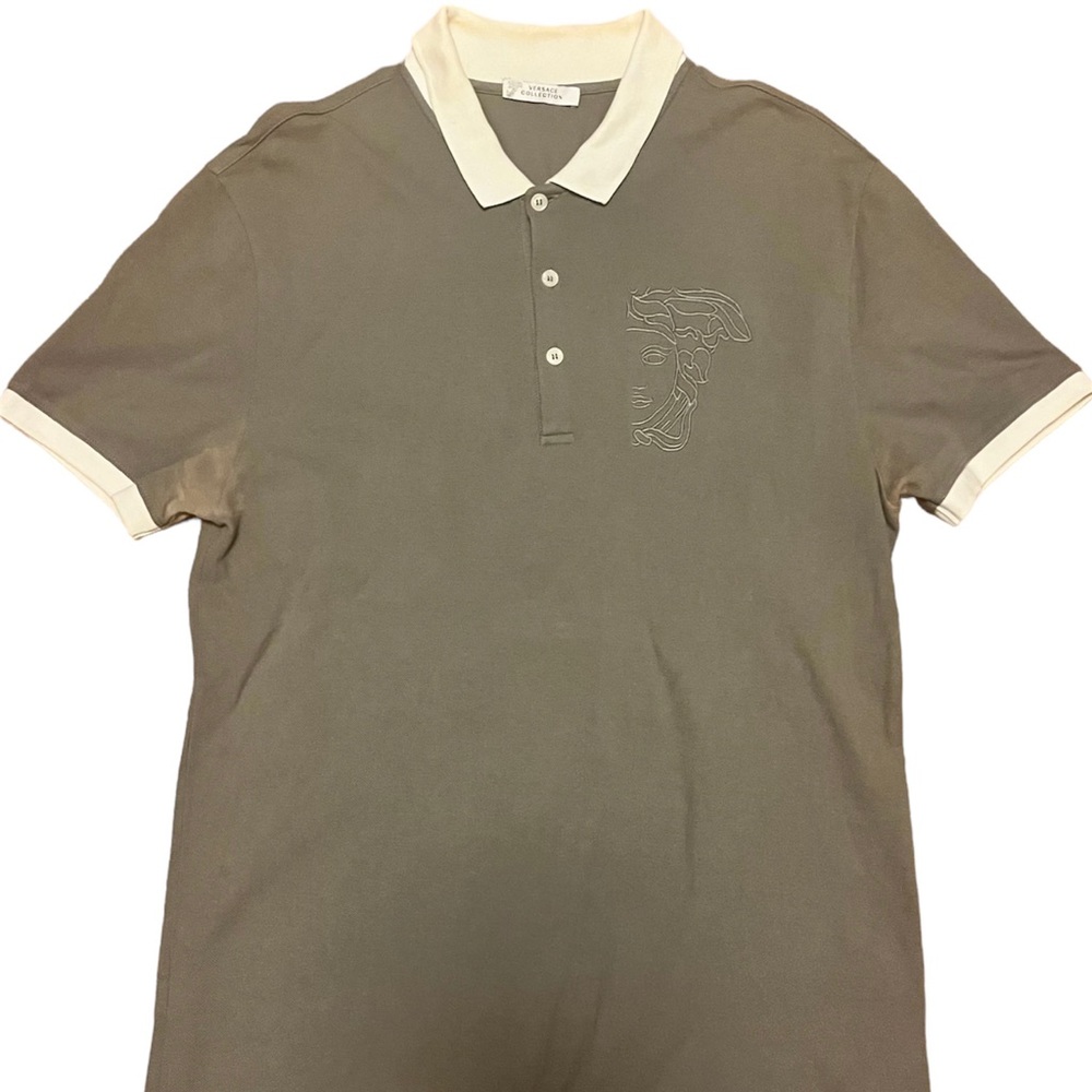 Versace Olive Green Polo half Medusa head size XL